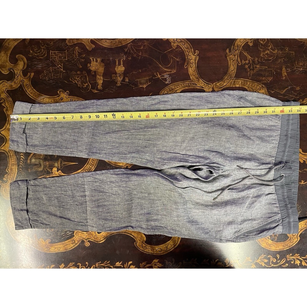 Athleta Bali Linen Ankle Pant Pull on Drawstring Flint Gray Heather Chambray 4‎ - Picture 9 of 13